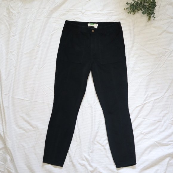ANTHROPOLOGIE Velvet High Rise Cropped Pant Black - Picture 2 of 9